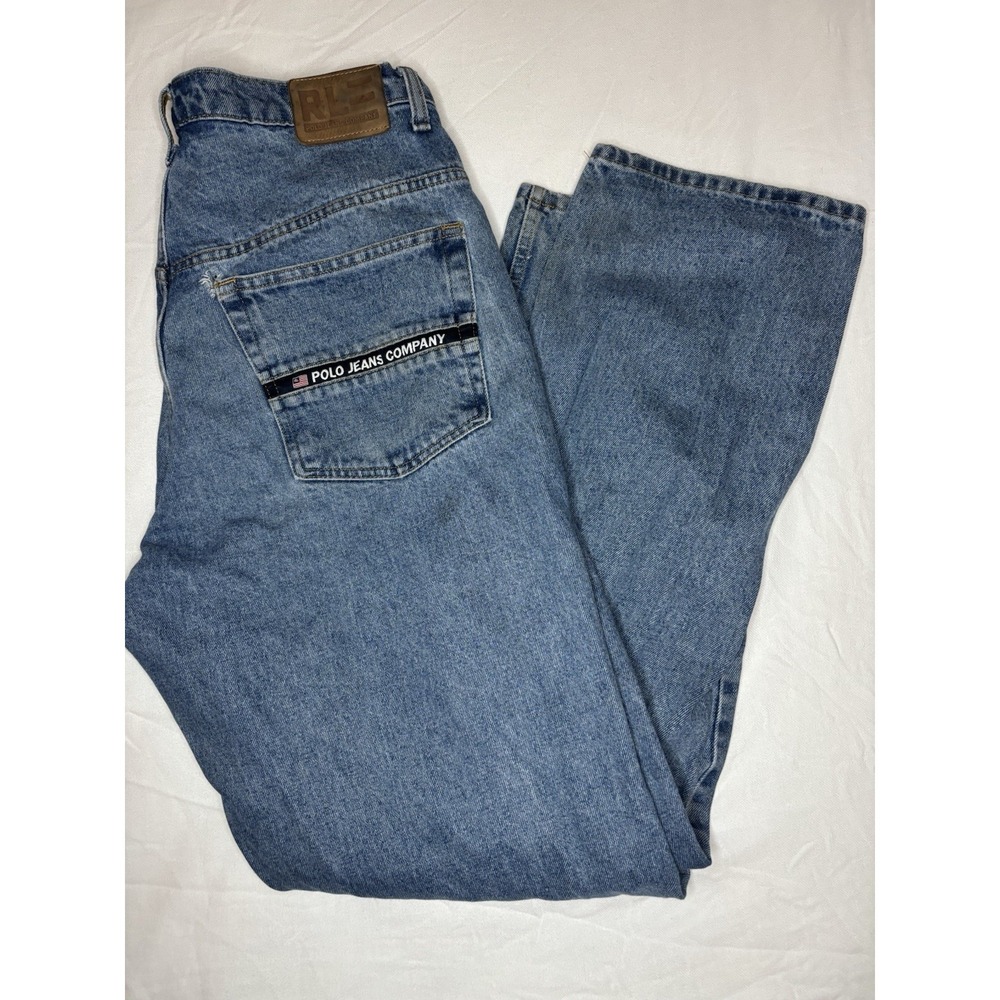Polo Jeans Company Ralph Lauren Men's 34x34 Vintage Denim Blue Jeans Baggy READ!
